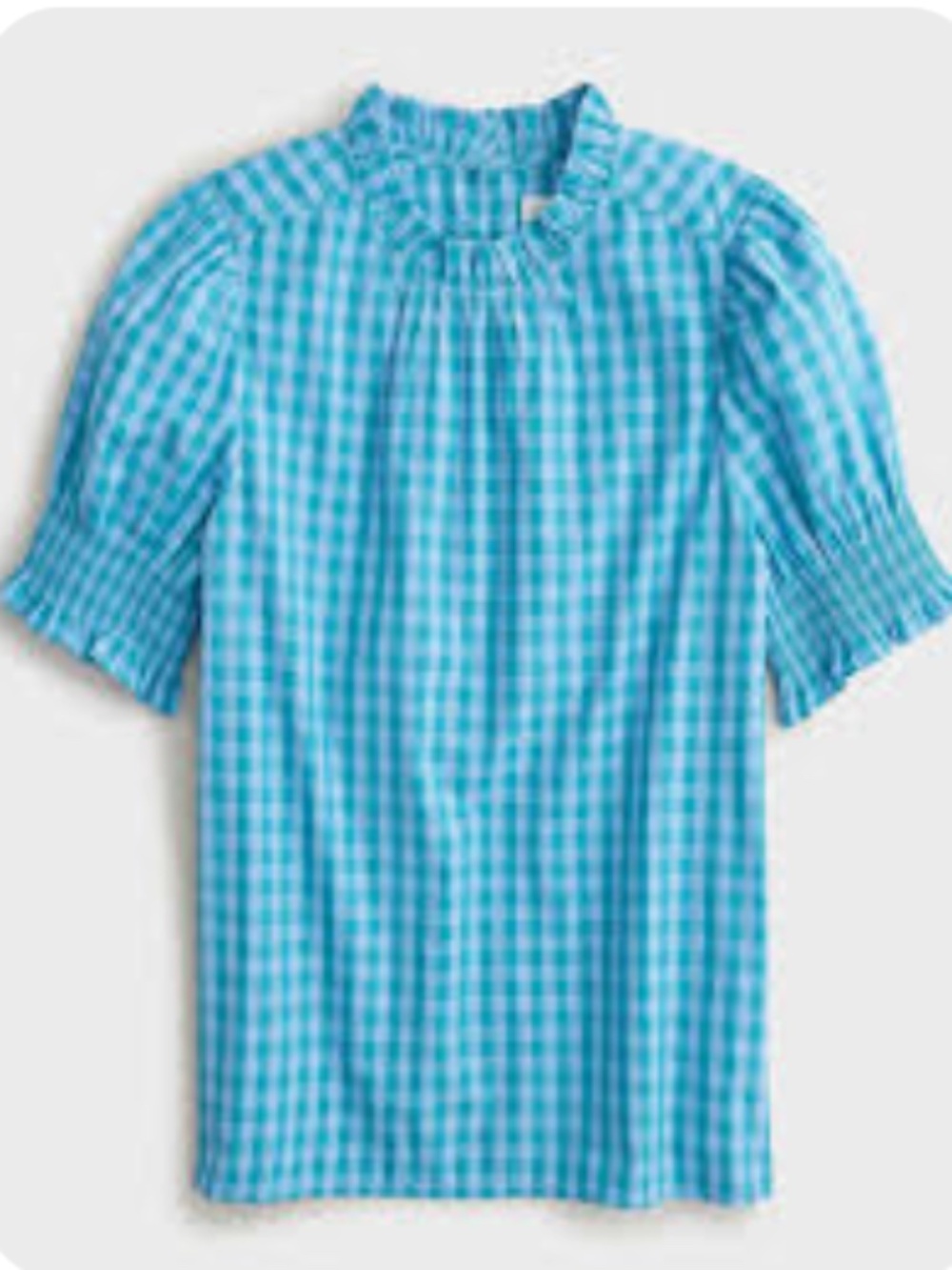 JCREW Smocked Cotton Poplin Puff-Sleeve Top in Gingham